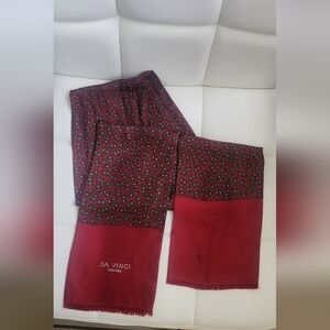 Da Vinci Red Patterned Scarf 50"×5.5"